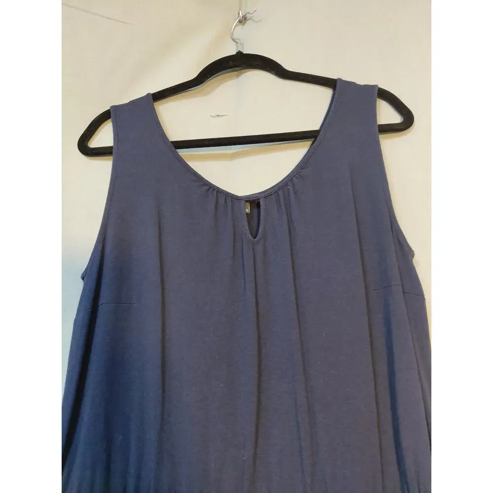 TALBOTS Purple Sleeveless Maxi Dress Solid Scoop Neck Long Women Size M